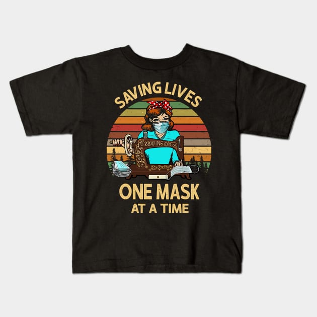 Saving Lives One Mask At A Time Mask Maker Kids T-Shirt by Charlotte123